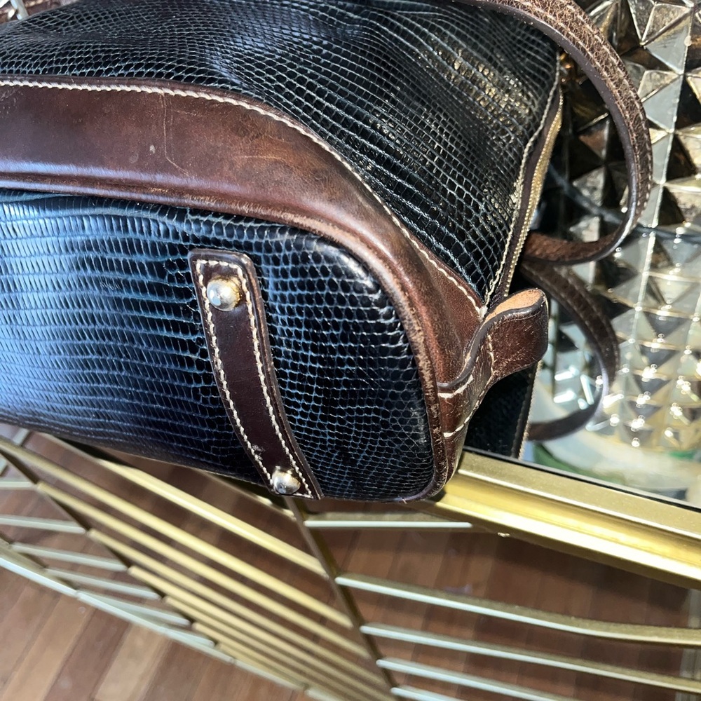 Dooney & Bourke Black and Brown Textured Satchel - Picture 5 of 7